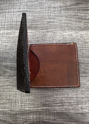 Wallet money clip Handmade genuine rawhide leather Python embossed genuine cowhide leather