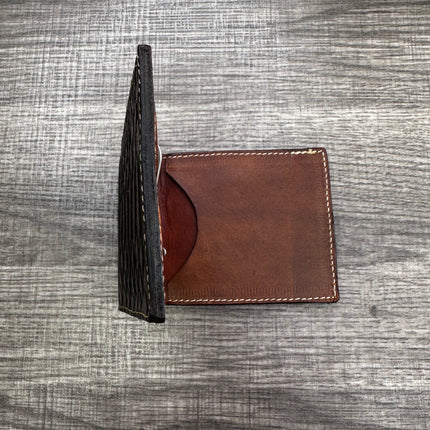 Wallet money clip Handmade genuine rawhide leather Python embossed genuine cowhide leather