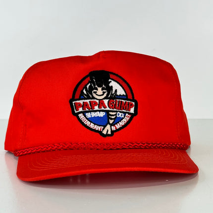 Papa Gump on a red SnapBack Hat Cap Collab Justin Stagner Custom Embroidery