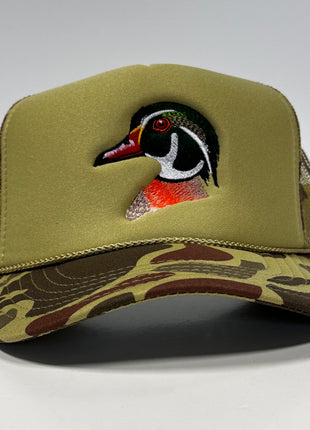 WOOD DUCK Green CAMO SNAPBACK Hunting Trucker Mesh Cap Hat Custom Embroidered