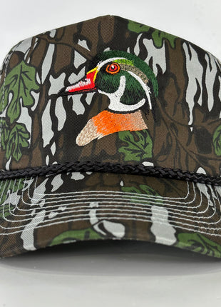 WOOD DUCK Green Leaf CAMO SNAPBACK Hunting Vintage Trucker Cap Hat Custom Embroidered