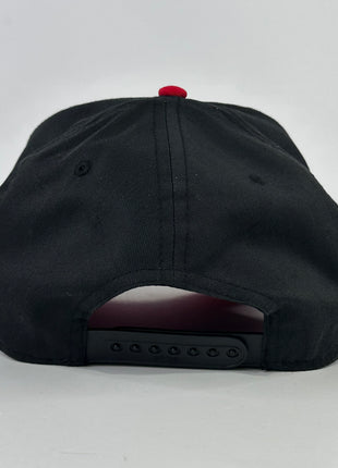 Cock Out Funny on a Black Crown Red Brim SnapBack Hat Cap Custom Embroidered