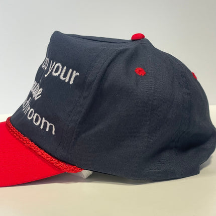 Please Do Your Cocaine In the Bathroom Custom Embroidered SnapBack Navy/Red rope Hat