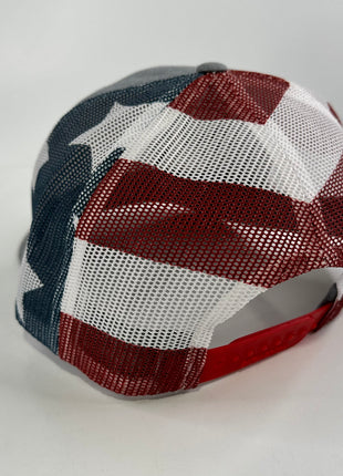 WHISKEY MAKES ME FRISKY RICHARDSON 112 Trucker Cap American Flag Mesh Adjustable SnapBack Cap Hat Custom Embroidered Collab Rowdy Roger