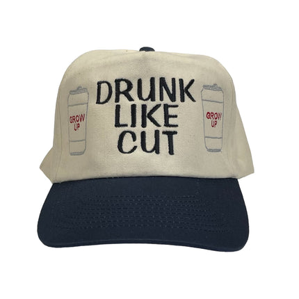 Drunk Like Cut Custom Embroidered Navy/Cream Snapback Cut The Activist