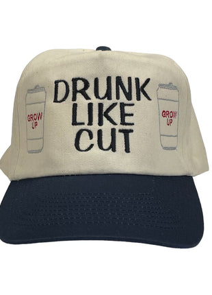 Drunk Like Cut Custom Embroidered Navy/Cream Snapback Cut The Activist