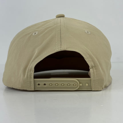 Custom Lehigh University Patch on a tan SnapBack with rope Hat Cap