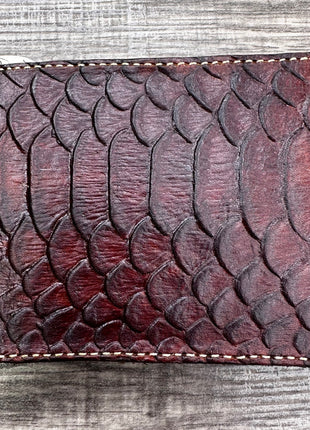 Wallet money clip Handmade genuine rawhide leather Python embossed genuine cowhide leather