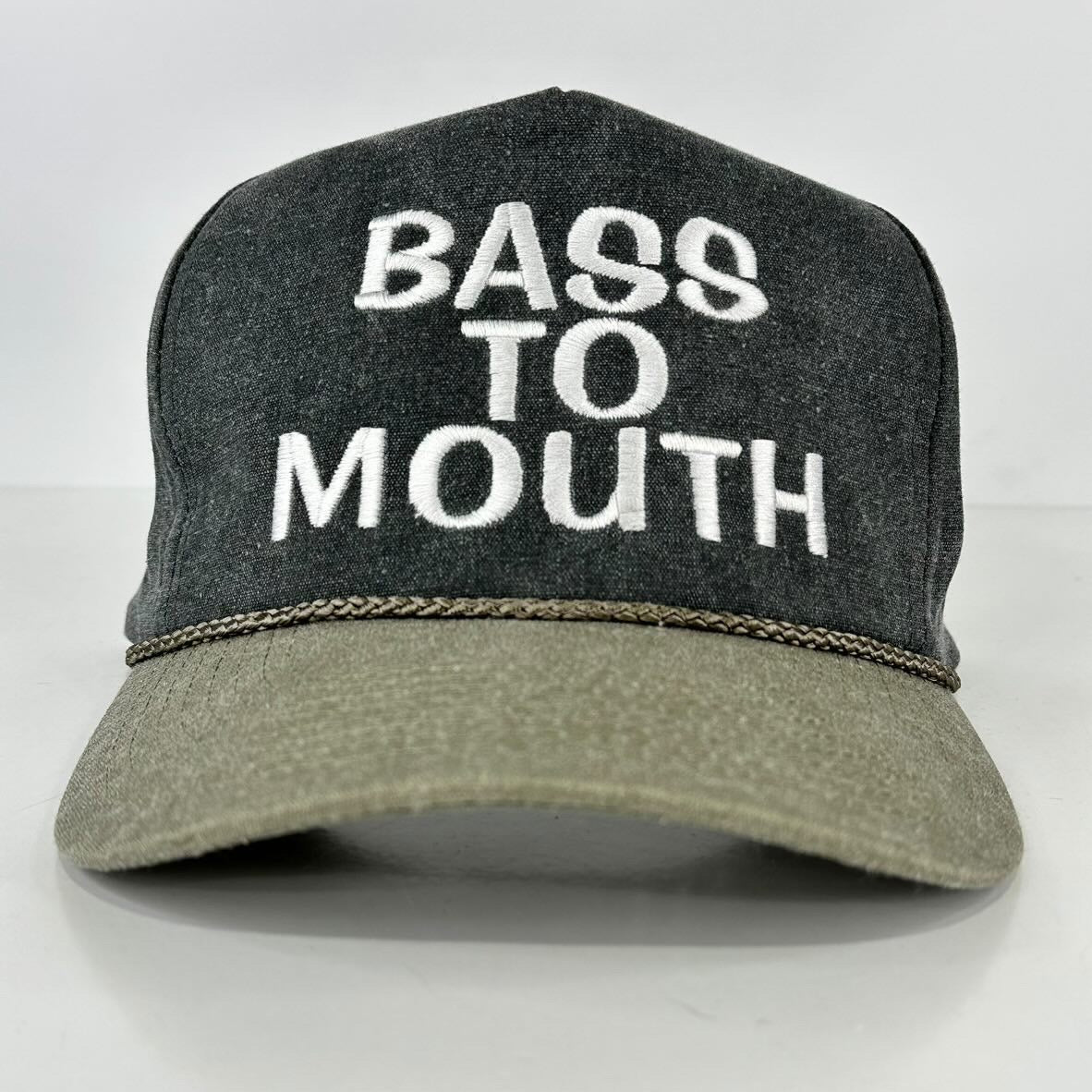 BASS TO MOUTH Tall Crown SnapBack Cap Hat Custom Embroidered