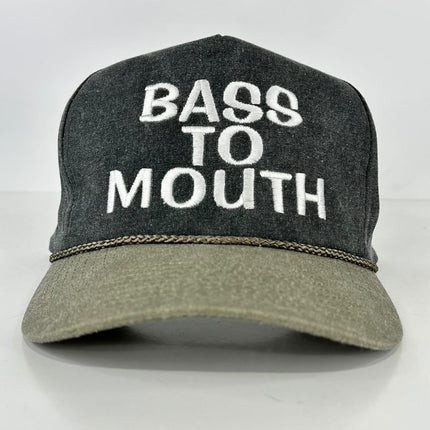 BASS TO MOUTH Tall Crown SnapBack Cap Hat Custom Embroidered Collab Shawn Ricketts