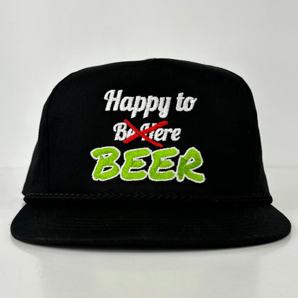 HAPPY TO BEER Rope YUPOONG SNAPBACK FUNNY CAP HAT Custom Embroidered Collab Cut The Activist