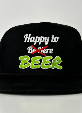 HAPPY TO BEER Rope YUPOONG SNAPBACK FUNNY CAP HAT Custom Embroidered Collab Cut The Activist