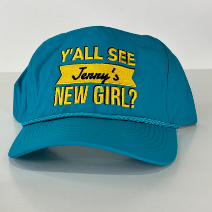 YALL SEE Jenny’s NEW GIRL Neon Teal SnapBack Cap Hat Custom Embroidered Collab Justin Stagner Southern Grandpa