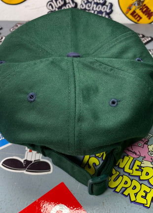 Beer on a green crown navy brim Strapback hat cap Collab rowdy Roger custom embroidery