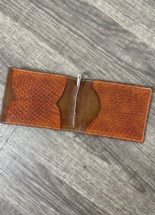 Wallet money clip Handmade genuine rawhide leather Python embossed genuine cowhide leather