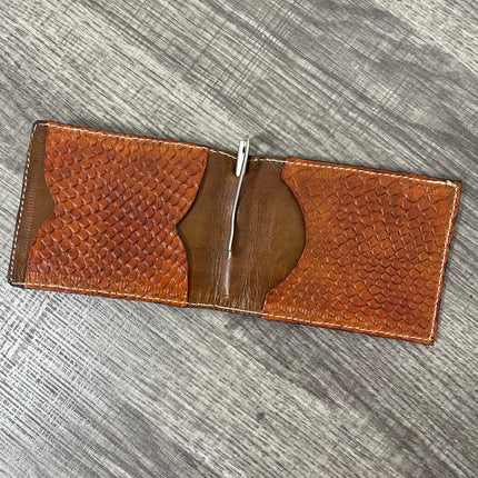 Wallet money clip Handmade genuine rawhide leather Python embossed genuine cowhide leather