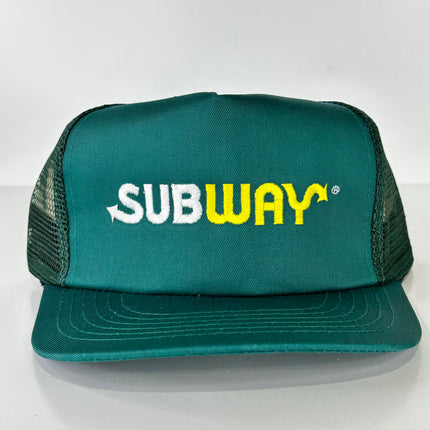 True original vintage Subway Green Mesh Trucker Strapback Hat Cap DEADSTOCK