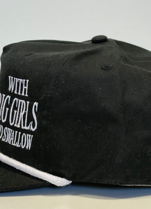 ON WEEKENDS I HOOK UP WITH BIG GIRLS WHO SWALLOW Funny Fishing Black SnapBack White Rope Golf Hat Cap Custom Embroidered