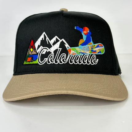 Colorado skiing mountains Snapback Cap Snowboarding Hat Custom Embroidered