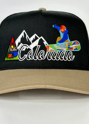 Colorado skiing mountains Snapback Cap Snowboarding Hat Custom Embroidered