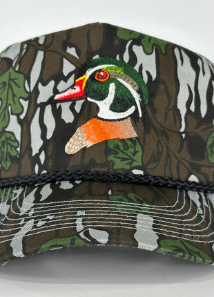 WOOD DUCK Green Leaf CAMO SNAPBACK Hunting Vintage Trucker Cap Hat Custom Embroidered