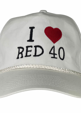 I love Red 40 Custom Embroidered white Rope Hat SnapBack
