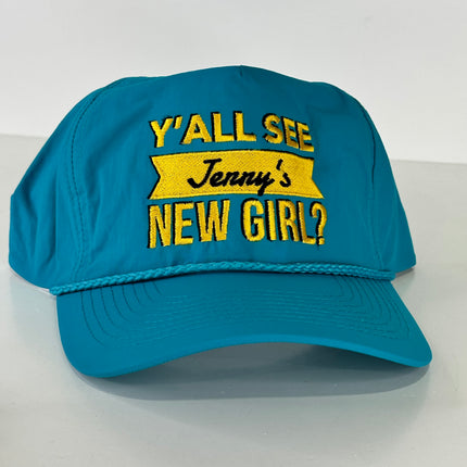 YALL SEE Jenny’s NEW GIRL Neon Teal SnapBack Cap Hat Custom Embroidered Collab Justin Stagner Southern Grandpa