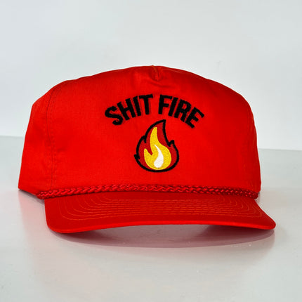 SHIT FIRE Vintage RED Rope Golf SnapBack Cap Hat Custom Embroidered Collab Justin Stagner Southern Grandpa