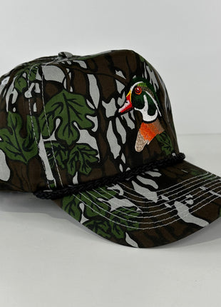 WOOD DUCK Green Leaf CAMO SNAPBACK Hunting Vintage Trucker Cap Hat Custom Embroidered