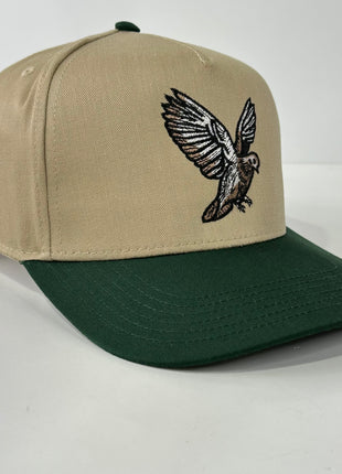 DOVE Hunting  Khaki Brim Green Crown Adjustable SnapBack Ball Cap Outdoors Hat Custom Embroidered