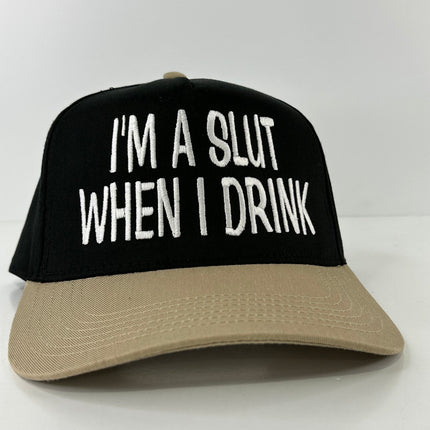IM A SLUT WHEN I DRINK Black Crown SnapBack Collab The IZZY DRINKS Custom Embroidered