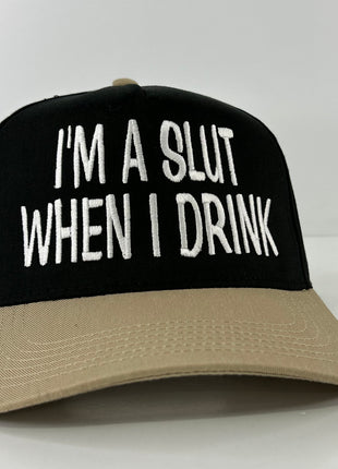 IM A SLUT WHEN I DRINK Black Crown SnapBack Collab The IZZY DRINKS Custom Embroidered