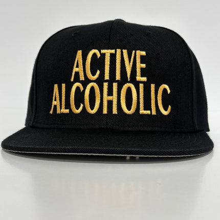 Active alcoholic black SnapBack hat cap custom embroidery