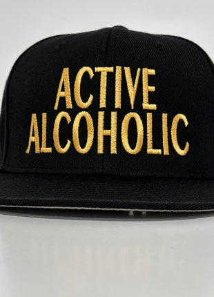 Active alcoholic black SnapBack hat cap custom embroidery