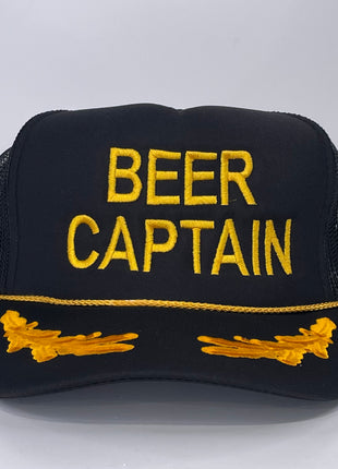 BEER CAPTAIN GOLD LEAF MESH TRUCKER SNAPBACK CAP HAT CUSTOM EMBROIDERED