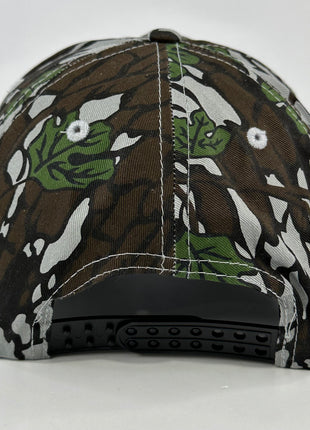 STONE COLD Hunting on a Vintage GREEN CAMO Rope SNAPBACK CAP Deer HAT CUSTOM EMBROIDERED
