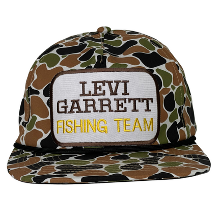 Levi Garrett Fishing Team patch Custom Prebuilt Patch Hat SnapBack Camo