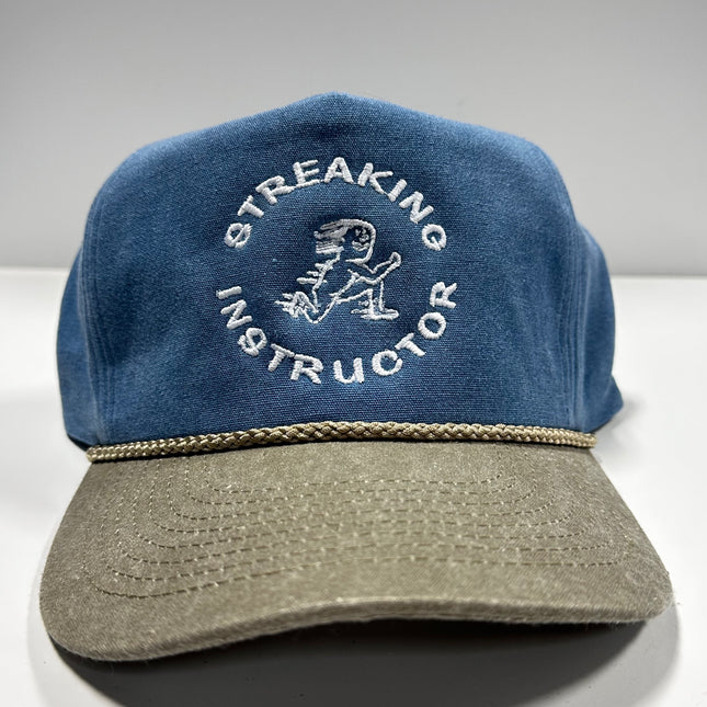 STREAKING INSTRUCTOR Tall Sky Blue Crown Rope SnapBack Funny Hat Cap Custom Embroidered