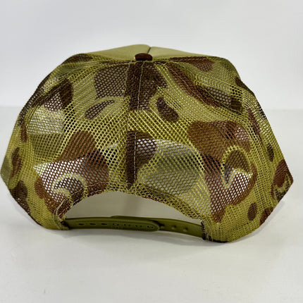 Lab dog Hunting on a Camo  Mesh Trucker SnapBack Hat Cap Custom Embroidered