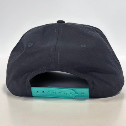 Peach Ass Leather Patch Sewn on Golf Navy Crown Hat Cap with teal rope