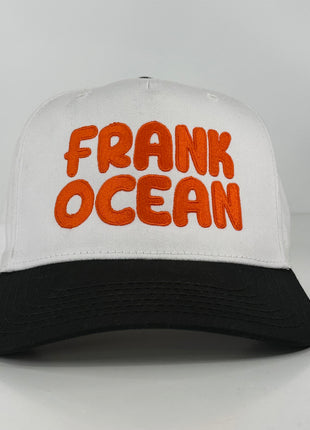 Frank Ocean Custom Embroidered SnapBack White/Black orange lettering