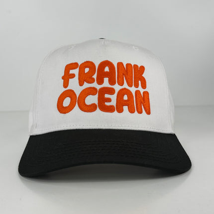 Frank Ocean Custom Embroidered SnapBack White/Black orange lettering