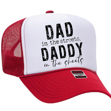 Dad in the streets daddy in the sheets custom print mesh SnapBack hat cap