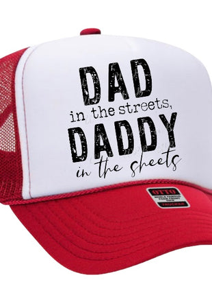 Dad in the streets daddy in the sheets custom print mesh SnapBack hat cap