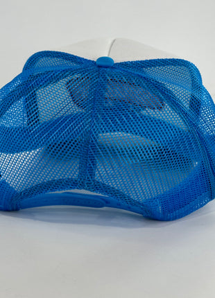 Splasher Roth on a Blue Mesh Trucker SnapBack Hat Cap Collab Splasher Roth Custom Embroidery