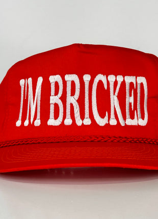 I’m Bricked on a red SnapBack hat cap with rope Custom Embroidery