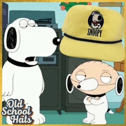 SNOOPY Brian Dog Yellow SnapBack Rope Cap Hat Funny Cap Hat Custom Embroidered Collab PotentFrog