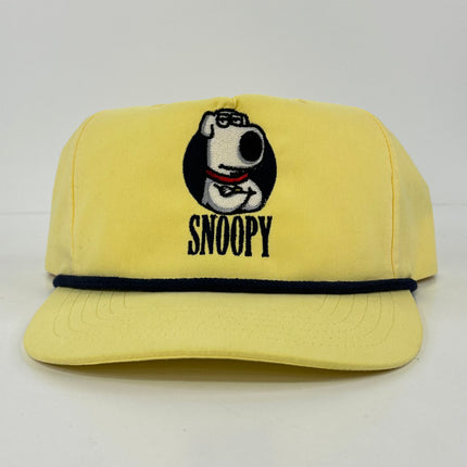 SNOOPY Brian Dog Yellow SnapBack Rope Cap Hat Funny Cap Hat Custom Embroidered Collab PotentFrog