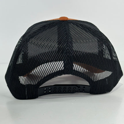 Custom Texas Longhorns on a orange SnapBack Black Mesh Hat Cap