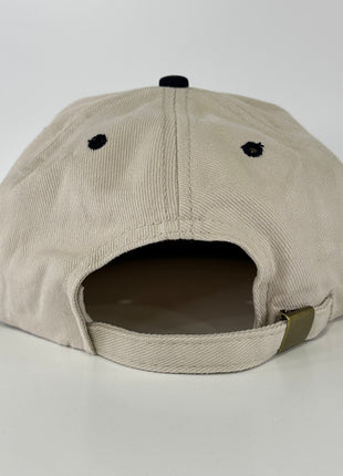 I’D RATHER BE IN TAHITI on a off white crown navy brim Strapback Hat Cap Custom Embroidery